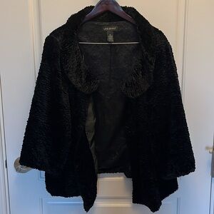 Elegant Lane Bryant Faux Sheep Fur Jacket Black   3/4 Sleeves  Size 28